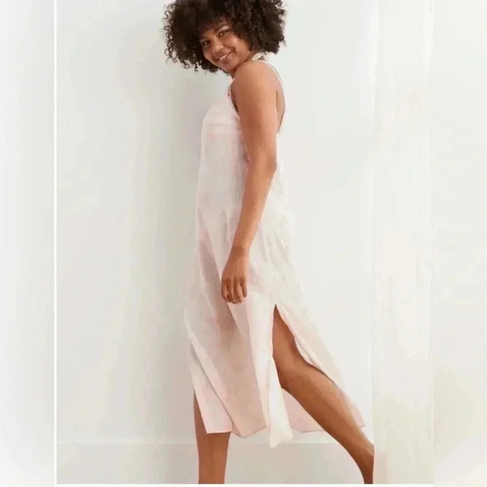 Aerie Pink Tie Dye Strappy Midi Slip Dress Size XS